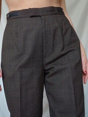 Conrad C Collection Vintage Grey Brown High Waisted Straight Leg Wool Trousers